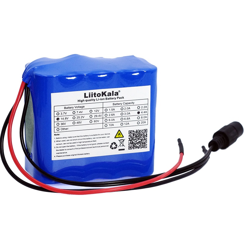 LiitoKala-Batería de li-iom de 14,8 V, 4,4ah, 18650, calentador para lámpara de pesca nocturna, amplificador de lámpara, batería con BMS + cargador de 16,8 V