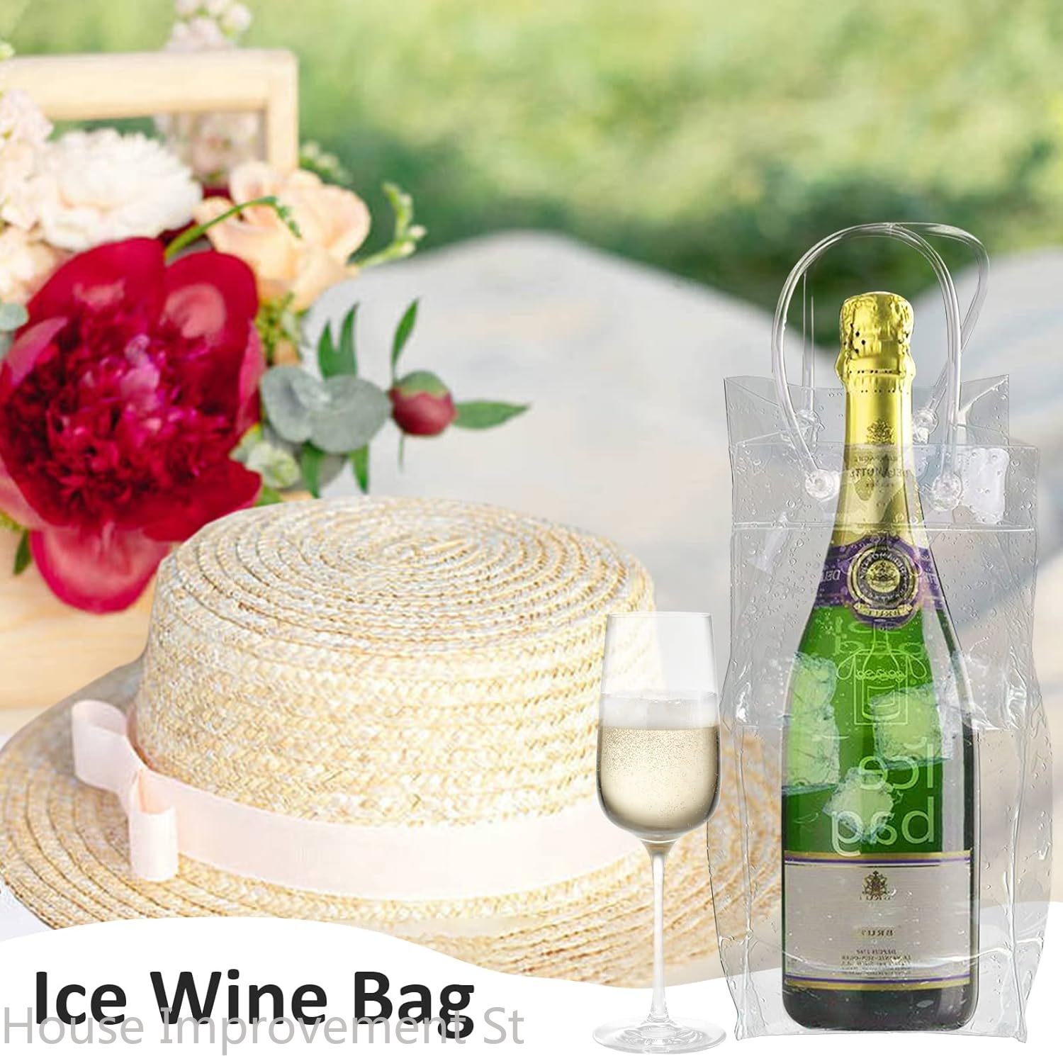 3 Stück Wein kühler zusammen klappbarer klarer PVC-Beutel Wein kühltasche mit Griff Eis Wein beutel für Champagner Bahre Getränke