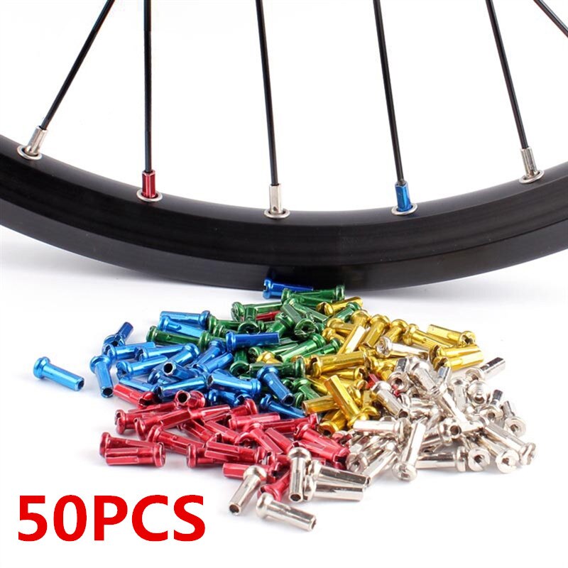50 piezas de hierro y cobre casquillo de radio 14mm MTB Carretera de montaña bicicleta ciclismo pezones radios de equipo de equitación Accesorios