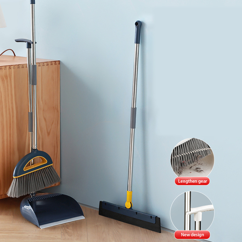 Magic Broom Rubber Broom Hand Push Sweeper Floor Wiper Squeegee for Floor Cleaning Floor Squeegee Sweeping Brush for Pet Hair: Dark blue -3pcs