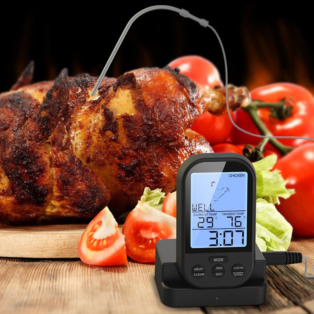 Trådlös fjärrkontroll digital termometer timer matlagning kött termometer sond kött biff bbq temperaturmätare kök matlagning verktyg