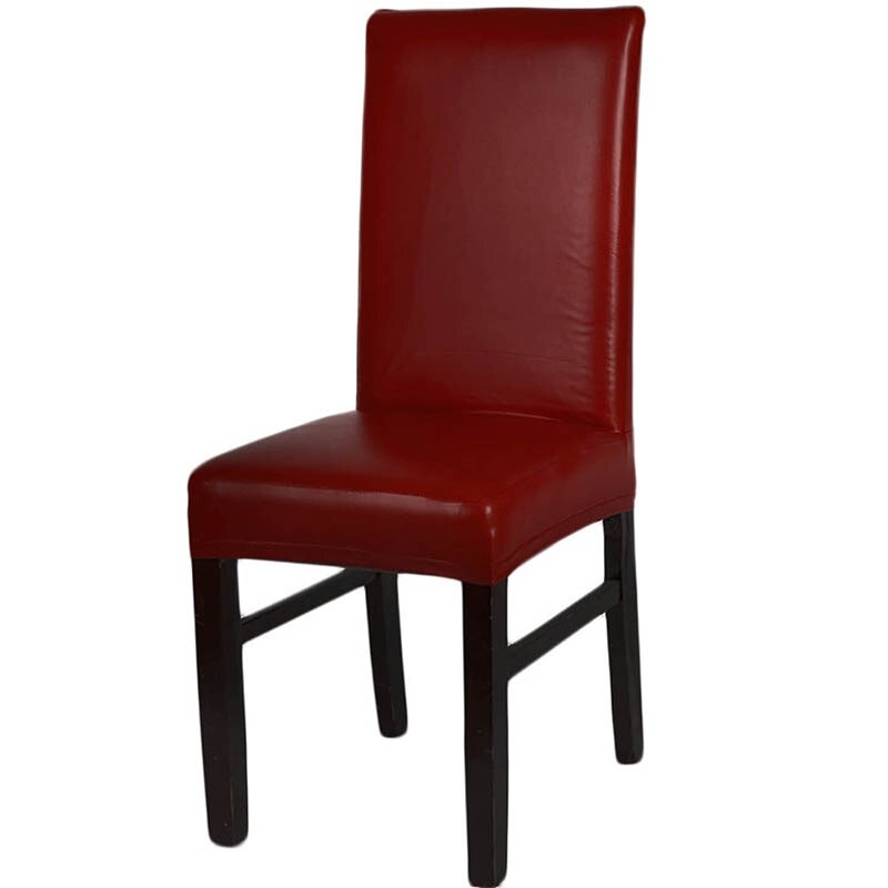 DIDIHOU 1pc PU Lederen Stoel Seat Cover Home Waterdicht En Oilproof Stoel Kussenovertrekken Cover Stretch Eetkamerstoel Thuis Decoratieve: dark red