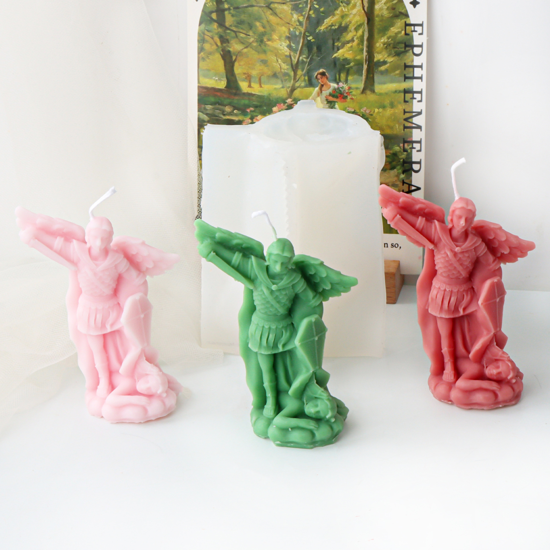 Stampo in silicone angelo guerriero per candela fatta a mano, sapone in gesso, resina epossidica, decorazione al cioccolato, gesso, ghiaccio, stampo da forno fai da te