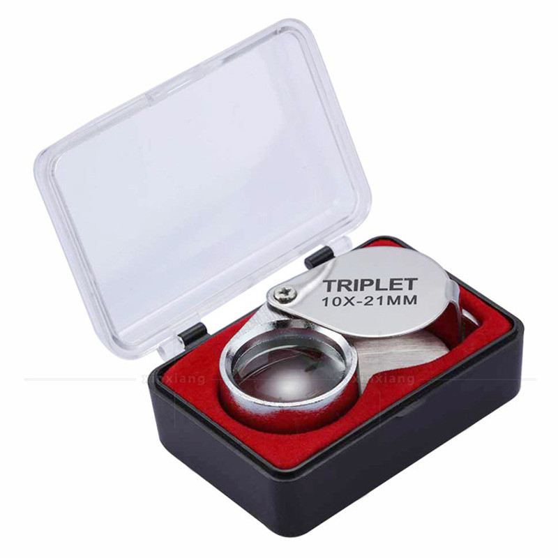 Metal Jewelry Magnifying Glass Jewelers Eye Tool Jewellery Folding Loupe Glass Lens Magnifying Triplet Glass Jewelry Diamond