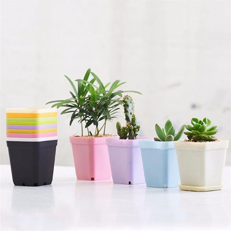 10 st/set mini färgglad blomkruka i plast kruka trädgård balkong blomkrukhållare djur växtkrukor balkon wyq