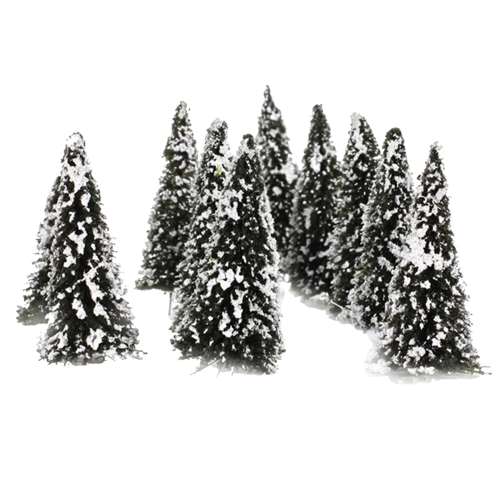 10 Stuks Plastic Model Boom Met Sneeuw N Schaal Building Park Tuin Miniatuur Landschap Wargame Landschap Levert