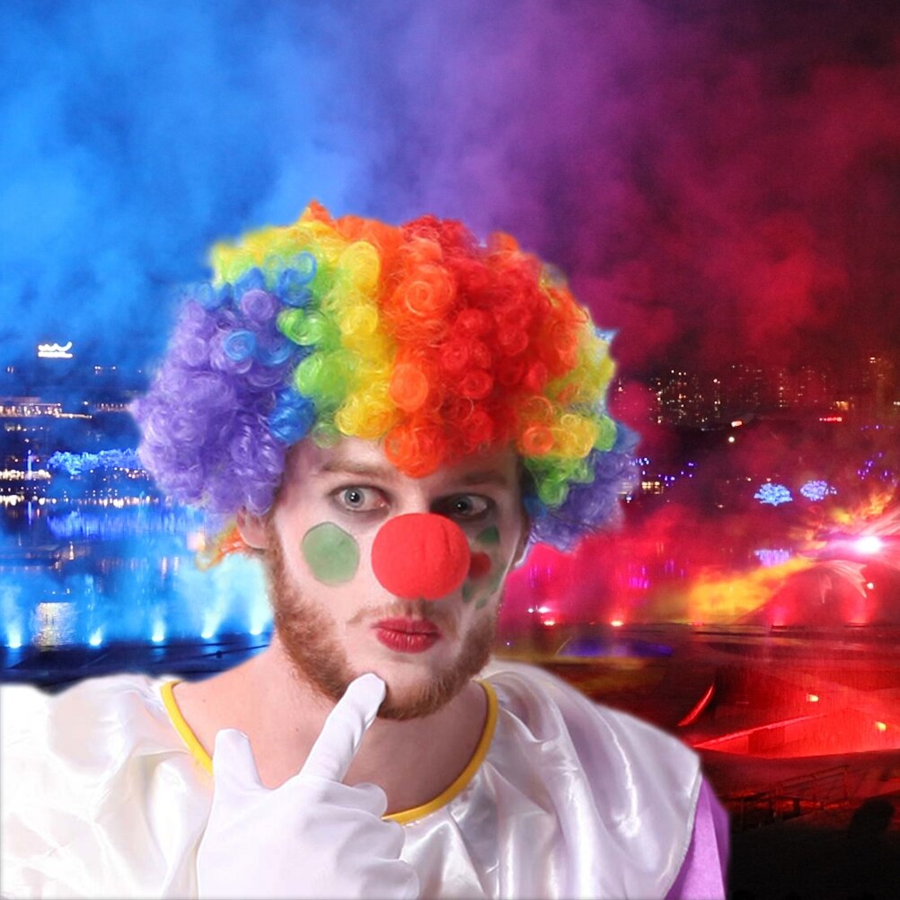 Clown Dress Wig Nose Sets Funny Decor Wig Headdress for Kid Adult Child