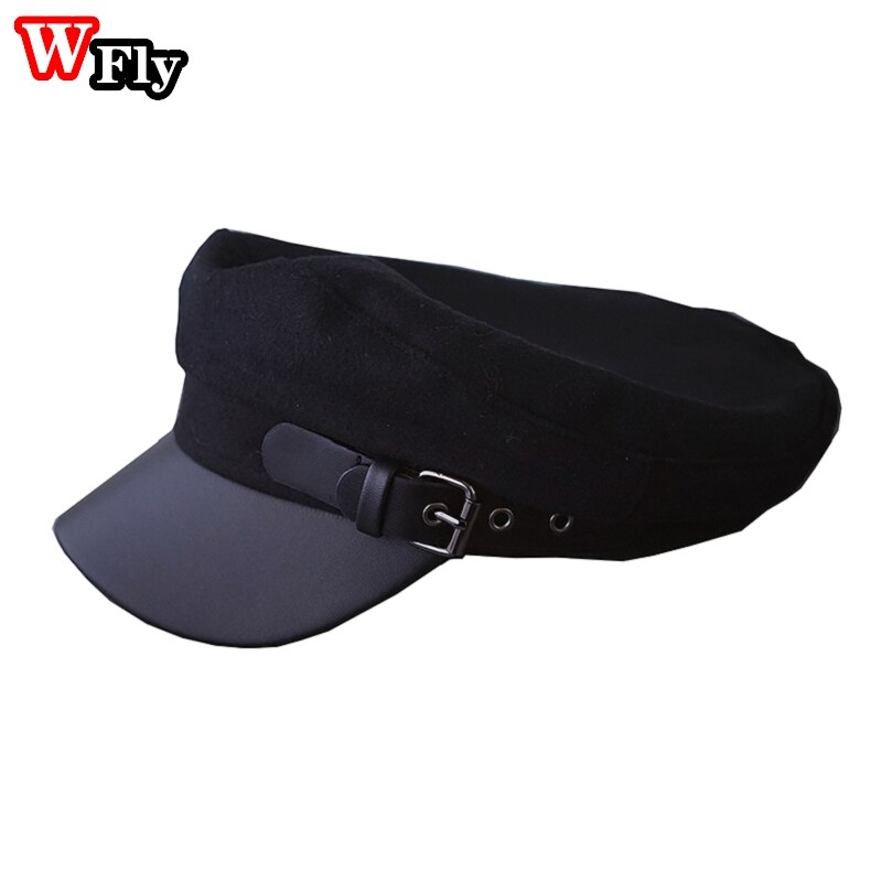 Gorro gótico japonés para hombre y mujer, Boina Punk de cuero con hebilla decorativa, sombrero gótico de Lolita, Cosplay, sombreros oscuros hechos a mano, gorras de vendedor de periódicos: Default Title