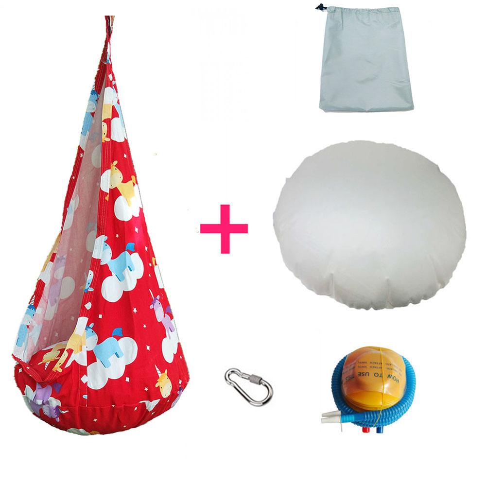 Colorful Unicorn Children Hammock Garden Furniture Swing Chair Indoor Outdoor Hanging Seat Child Swing Seat Patio Portable: red