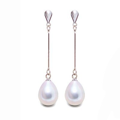 Zhboruin Natuurlijke Parel Oorbellen Voor Vrouwen 925 Sterling Zilveren Sieraden Water Parel Huwelijkscadeau: A White