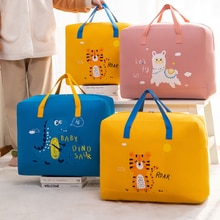 Bolsa de almacenamiento portátil para colcha, bolsa de tela no tejida impermeable, de gran capacidad, para artículos del hogar y ropa, dibujos animados