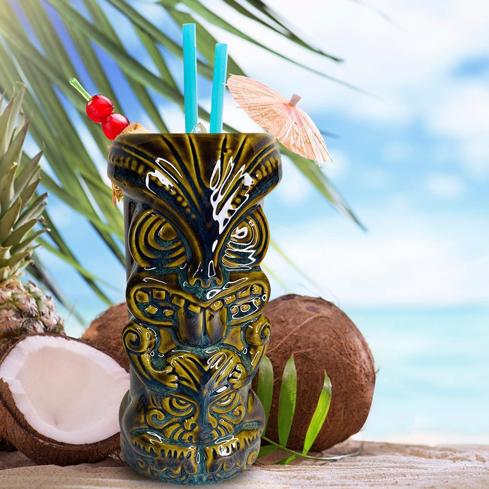 450ml Ceramic Islander Tiki Glass Handmade Bamboo Torch Hawaii Tiki Glass Cocktail Glass Beer Glass Red Wine Cup