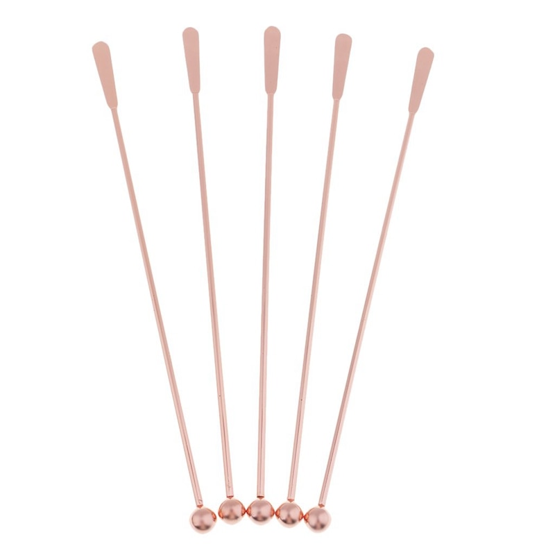5 uds agitador de bebidas de acero inoxidable agitador cóctel Swizzle Stick-oro rosa-barra recta, 19Cm: Default Title