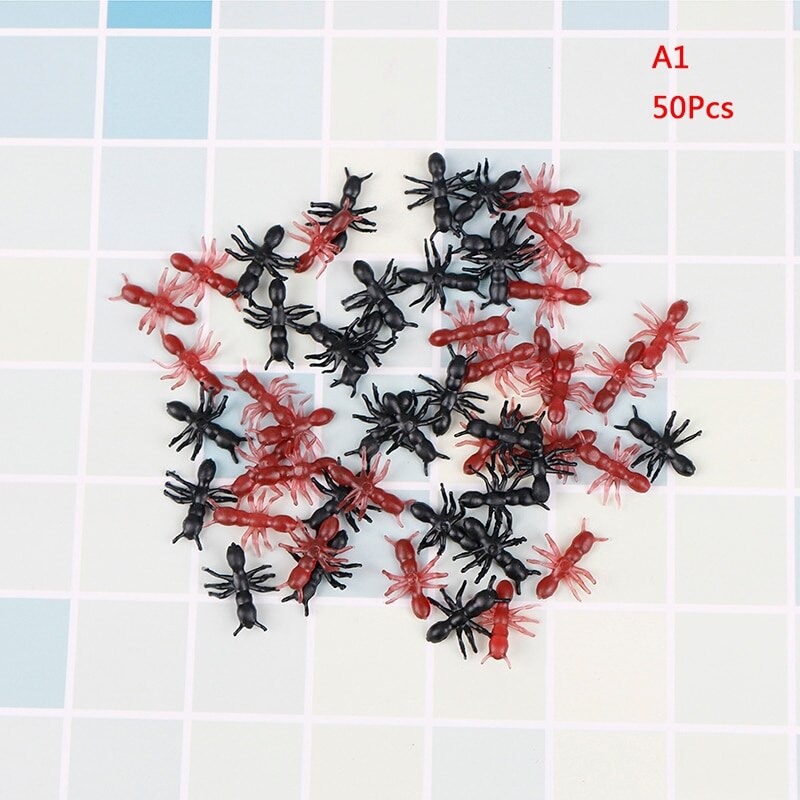 50/100/200Pcs Simulatie Mieren Plastic Realistische Mieren Pranks Grapje Speelgoed Halloween Stimulerende Speelgoed: 50pcs