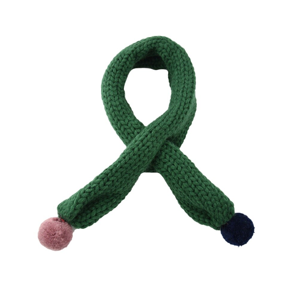 Écharpe d&#39;hiver en laine tricotée pour enfants, écharpe de couleur Pure, bavoir assorti pour bébé, garçons et filles: 2
