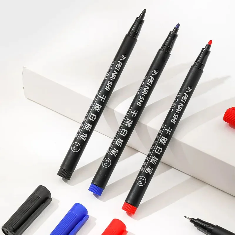 12Pcs Erasable Whiteboard Pen 0.5/1.0mm Fine Point Black/Blue/Red Ink Blackboard Marker School Office Art Writing Stationery