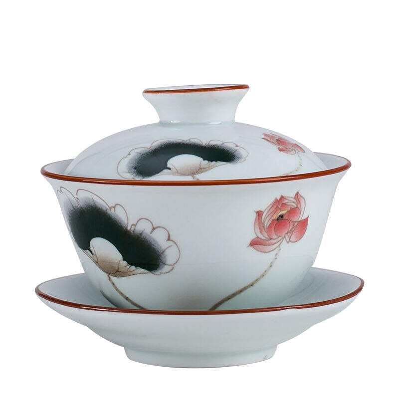 Hand-painted Gaiwan China Porcelain Ceramic Teacup Tea Bowl Kung Fu Tea Set Accessories Hand-held Pot
