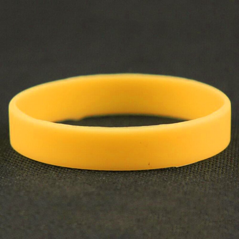 Sports Fitness Silicone Rubber Elasticity Wristband Cuff Bracelet Basketball Sports Wrist Band 12 Colors: Yellow