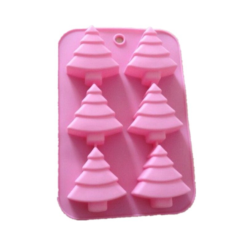 6 Holes Xmas Christmas Tree Silicone Cake Baking Mold Cake Pans Handmade Soap Moulds Muffin Cups Dessert Chocolate Mold Tray