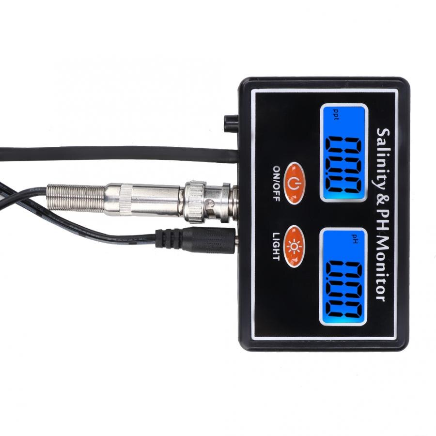 Salinity Tester 2in 1 Online PH and Salinity Monitor PH Meter Salinity Tester for Aquarium Pool Water Tester EU 220V