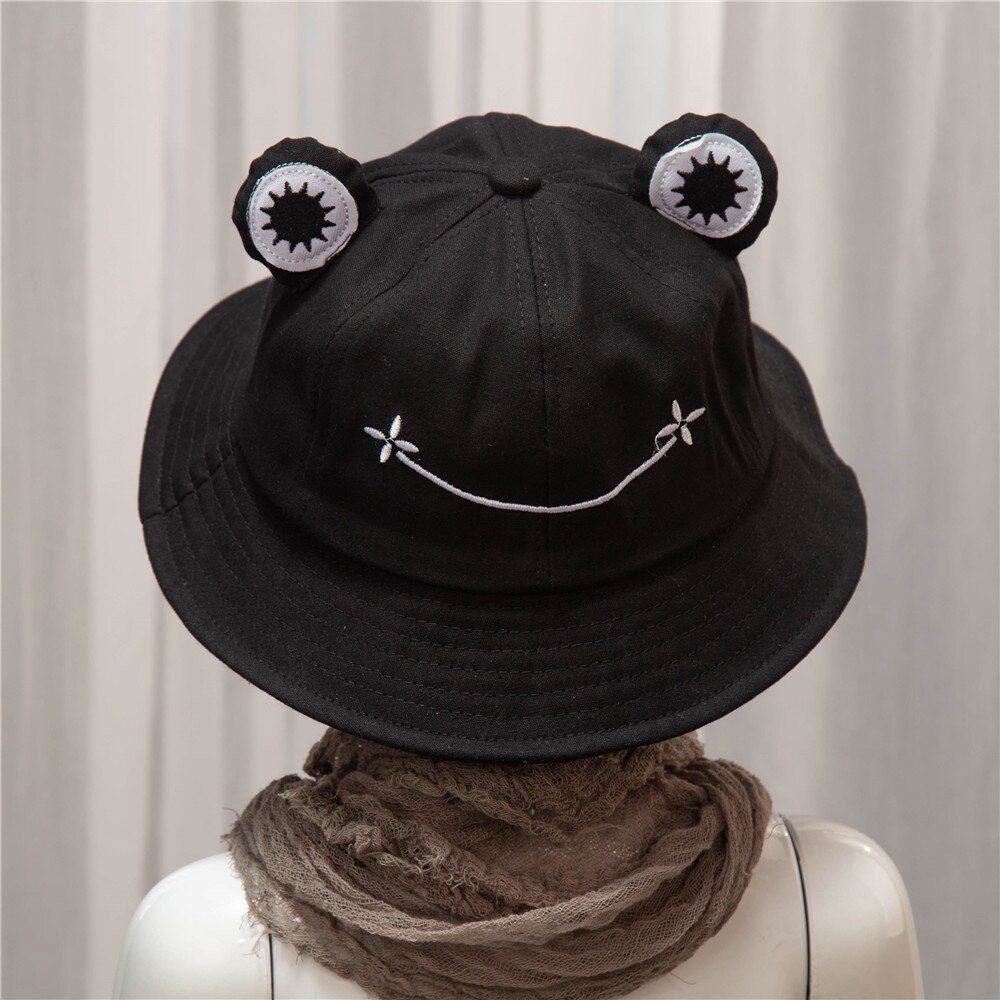 Cute Frog Hat Letter Bucket Hats Women Cover Fisherman Cap Hat for Adult Women Sunscreen Summer Outing Hat