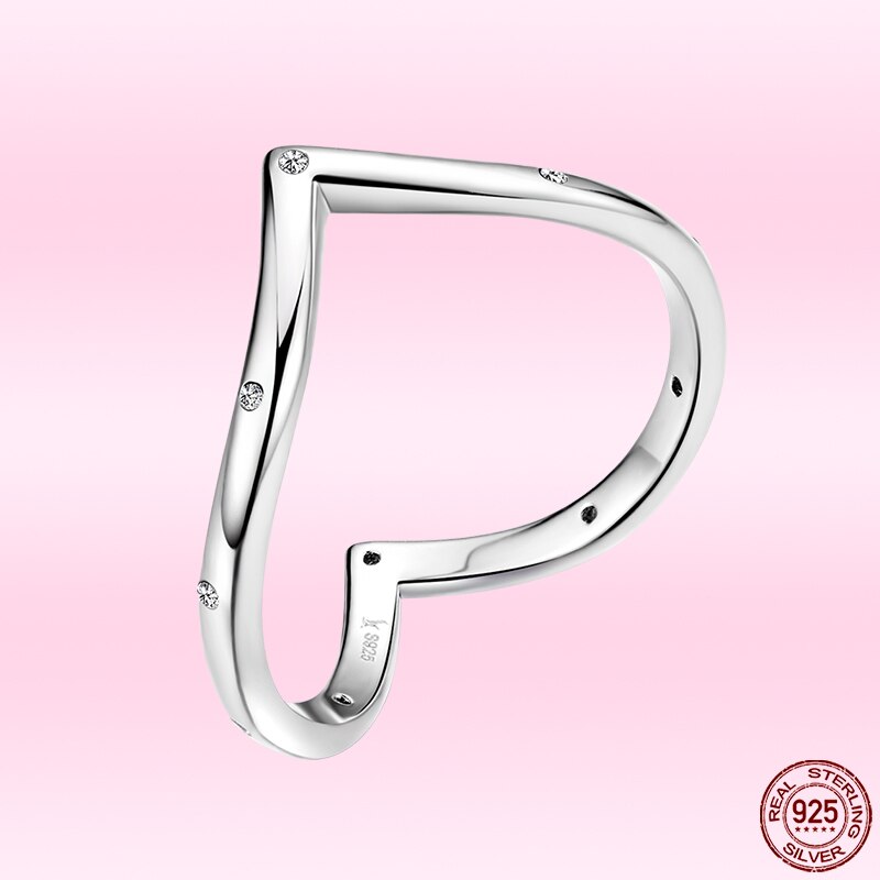 Bamoer GXR622 925 Sterling Silber Herz bilden Liebe Ring für Frauen Jahrestag Hochzeit Versprechen Sommer Silber Schmuck Größe 6 7 8: 7