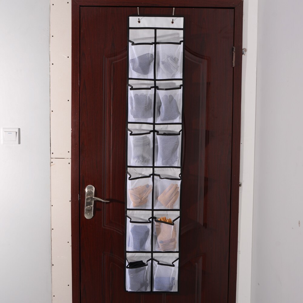 12 Large white Mesh Pockets Hanging Shoe Organiser Rack Tidy Hanging Bags Wall Bag Home Room Shoes Slippers Storage Box Supplies