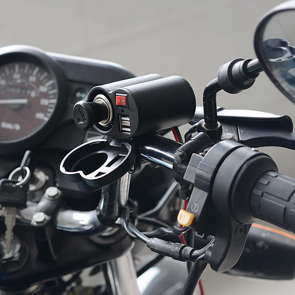Motorcycle Dual USB Ports Lighter Socket Quick Phone Charger Adapter Motorbike Charger