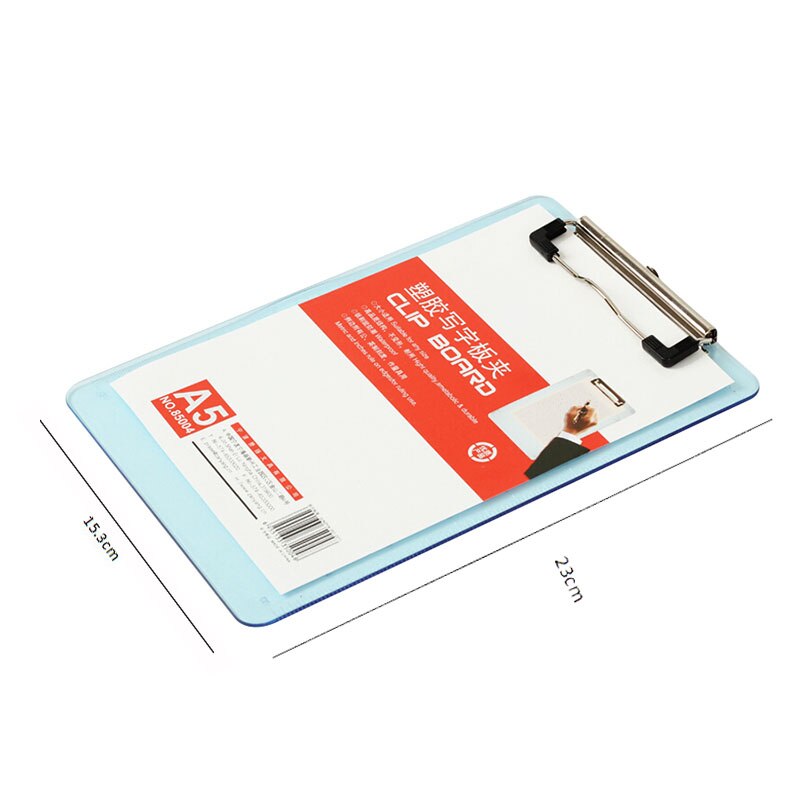 A4/A5 Plastic Writing Board with Clip Transparent File Folder Writing Pad File School and Office Supplies: A5 Light Blue