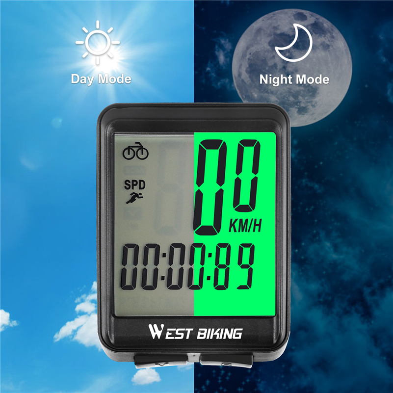 WEST BIKING Waterproof Bicycle Computer WirelessWired MTB Bike Cycling Odometer Stopwatch Speedometer Watch LED Digital Rate