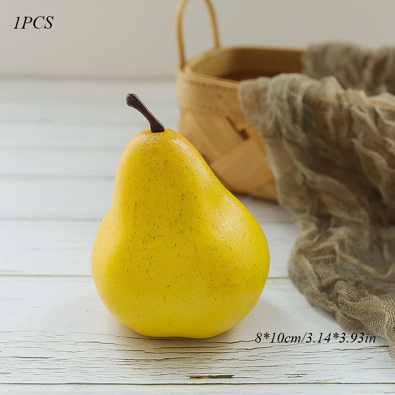 Fruta falsa Artificial de manzana para decoración del hogar, ornamento naranja de simulación, artesanía de comida, accesorios de fotografía,: yellow pear