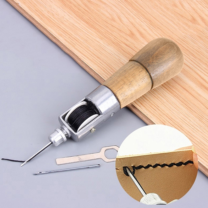 4PCS/Set Lock Stitching Sewing Awl Leather Hand Stitcher Thread Needles Kit For Fabric Craft Stitch Leather Fabric Repair Tools