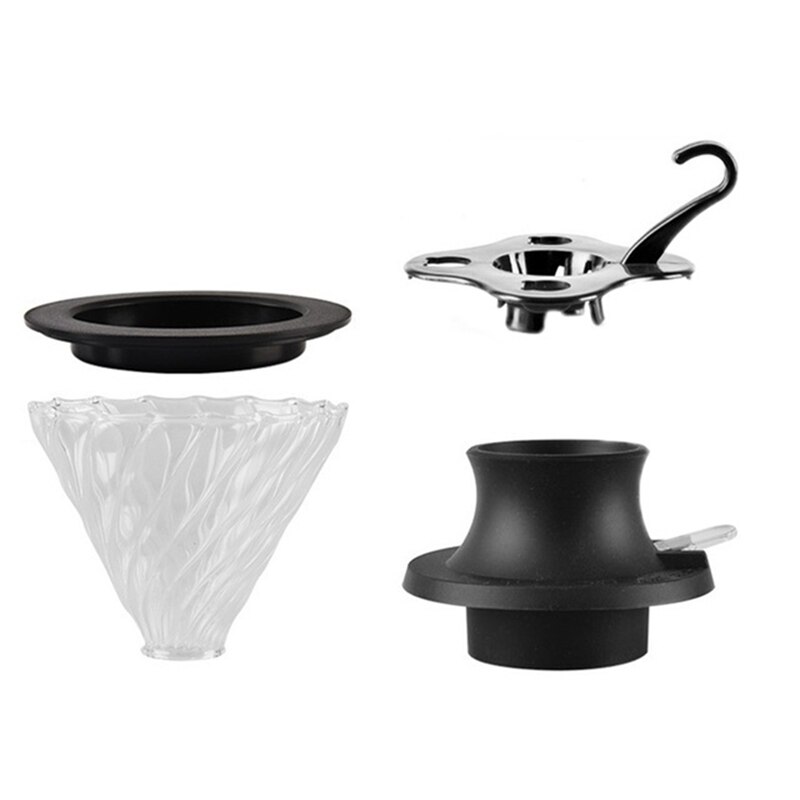 Immersion Coffee Dripper Glass V60 Pour over Coffee Maker V Shape Drip Coffee Filter with Push Switch Blac: A
