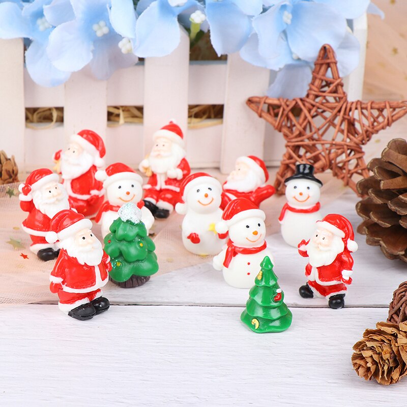 Mini Resin Christmas Decoration Santa Claus Snowman Tree Micro Landscape Model DIY Miniature Garden Figurines Home Decoration