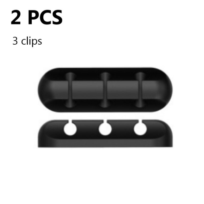 Cable Organizer Silicone USB Cable Winder Desktop Tidy Management Clips Cable Holder for Mouse Headphone Wire Organizer: 2PCS 3 clips