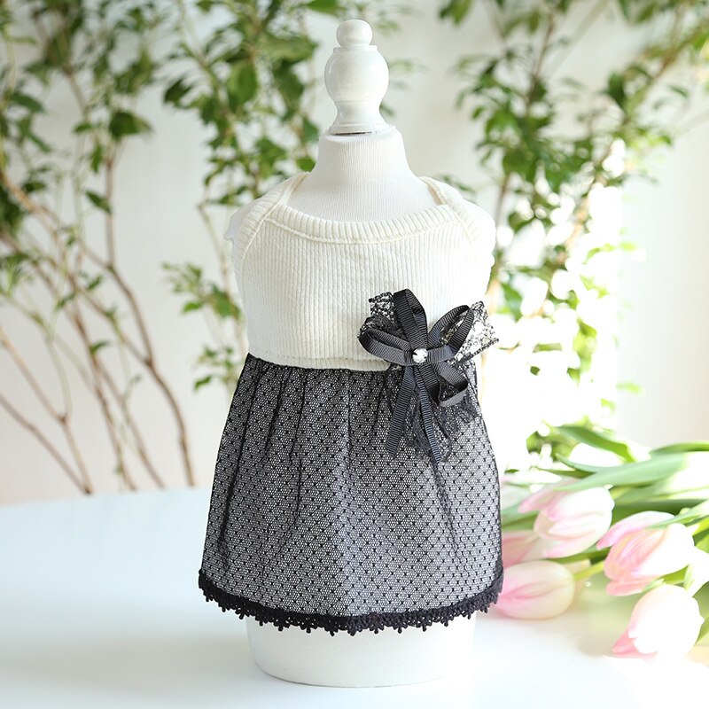 Falda de malla negra para muñeca, vestido de perro y mascota, productos de algodón para perros, gatos, conejos, Chihuahua, ropa de perro de peluche,