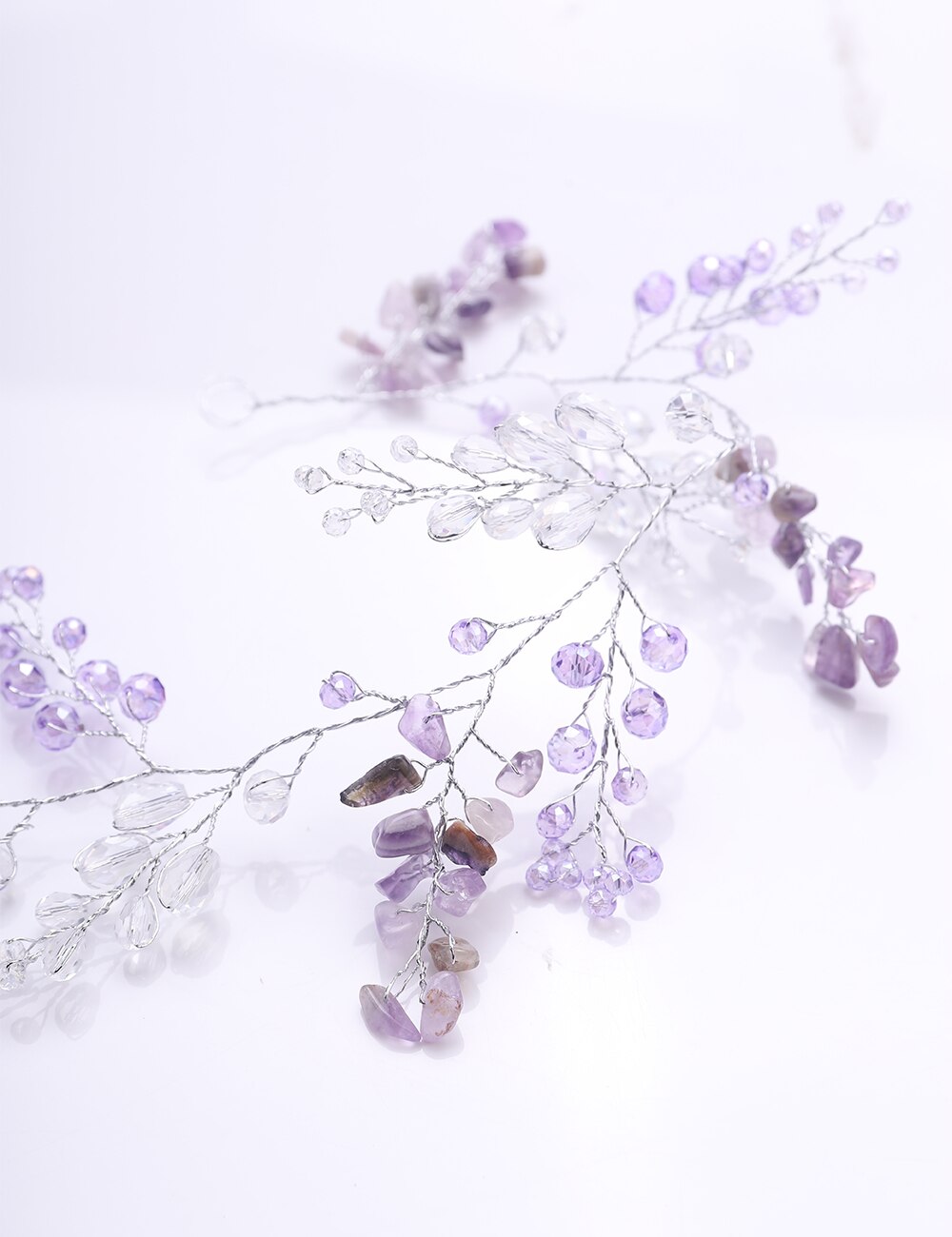 Joyería brillante hecha a mano para el pelo de Cristal púrpura, accesorios elegantes para boda, accesorios elegantes para el cabello, banquete, bendición, de dama de honor para mujer