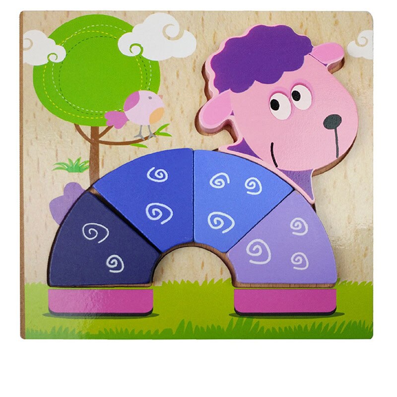 3D Houten Puzzel Cartoon Dier Verkeer Cognitieve Creatieve Kleurrijke Kinderen Vroege Onderwijs Speelgoed Baby Ouder-Kind Speelgoed: S