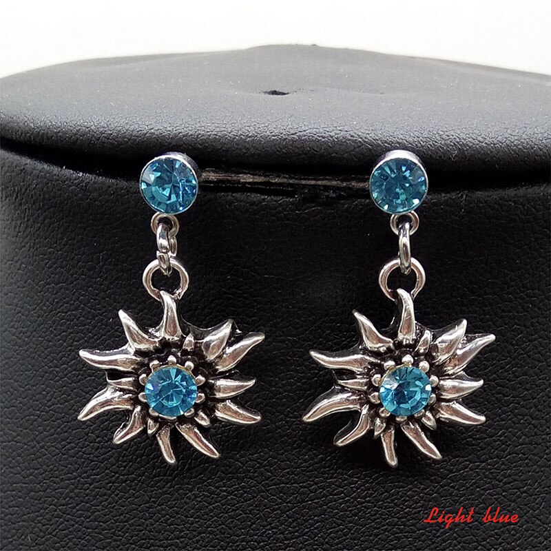 Multicolor Strass Edelweiss Oorbellen Kostuum Sieraden Dangle Oorbellen Vrouwen Girl Party: light blue