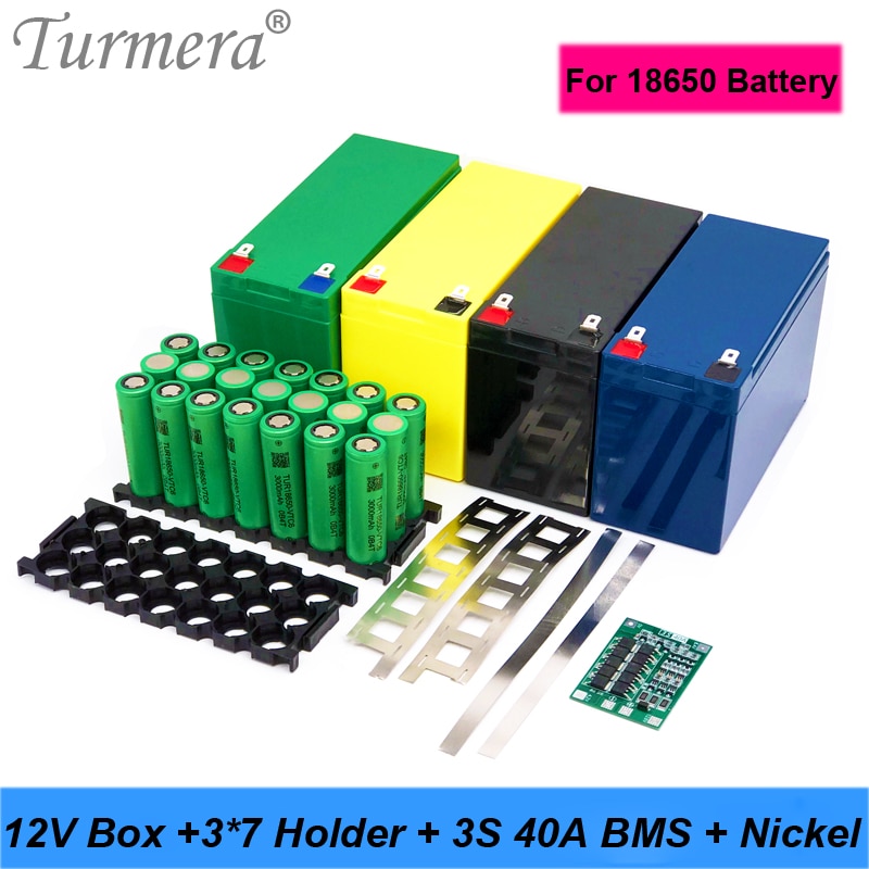 Turmera 12V 7Ah bis 20Ah Batterie-Aufbewahrungsbox 3X7 18650 Halter 3S 40A BMS mit Schweißnickel für Motorräder Ersetzen Sie die Blei-Säure-Nutzung