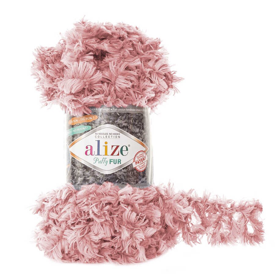 Finger Knitting Yarn Puffy Fur Ball 16 Color Options - Easy Knitting -NO SKEWERS-NO NEEDLES- 6meters (100gr)-Alize-Scarf-DIY: 6102