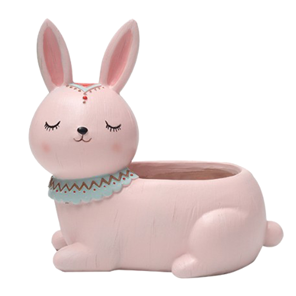 Resin Succulent Pot Cacti Plant Box Fairy Garden DIY Indoor Outdoor Decor: Rabbit