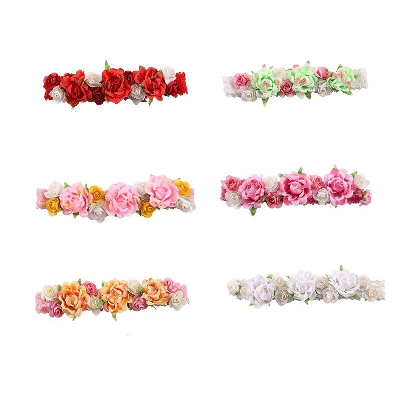 Diademas de flores para niña, diadema Floral, guirnalda de rosas de imitación, diadema de nueva flor para niña
