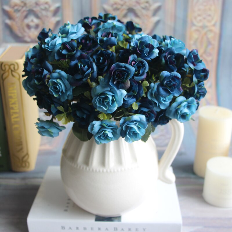 Austin 15 heads Autumn Silk Flowers Artificial Rose Wedding Party Home Floral Flower Arrangement Peony: Blue