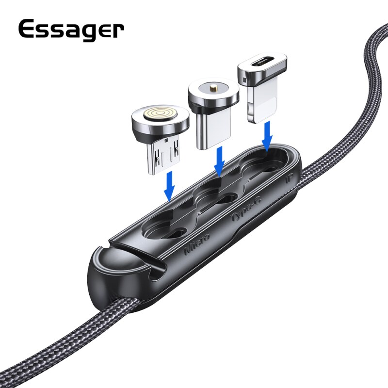 Essager Magnetische Kabel Stecker Fall Für iPhone Micro USB Typ C Portable Storage Box Magnet Adapter Stecker Silikon