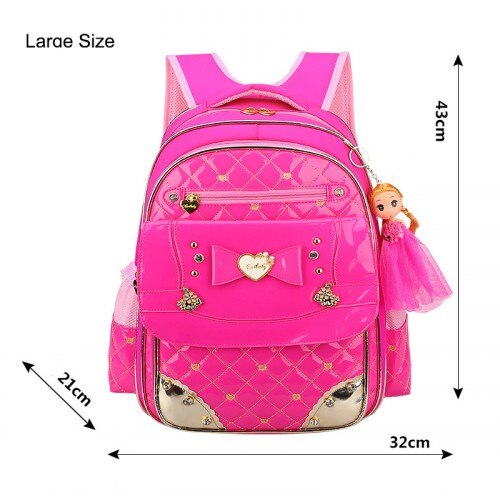 Mochilas escolares de estilo coreano para niñas, morral escolar de princesa para libros: Large Rose