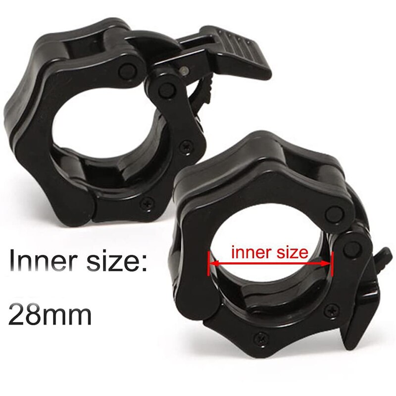 Olympic Size Barbell Collar Locks 28mm Bar Clamp Weight Lifting Quick Release Lock Jaw, 1 Pair