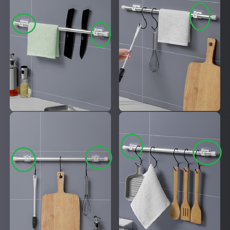 Soportes para barras de cortina, ganchos autoadhesivos para barras de cortina, sin clavos, ajustables, colgadores de cortinas, 2/4 Uds.