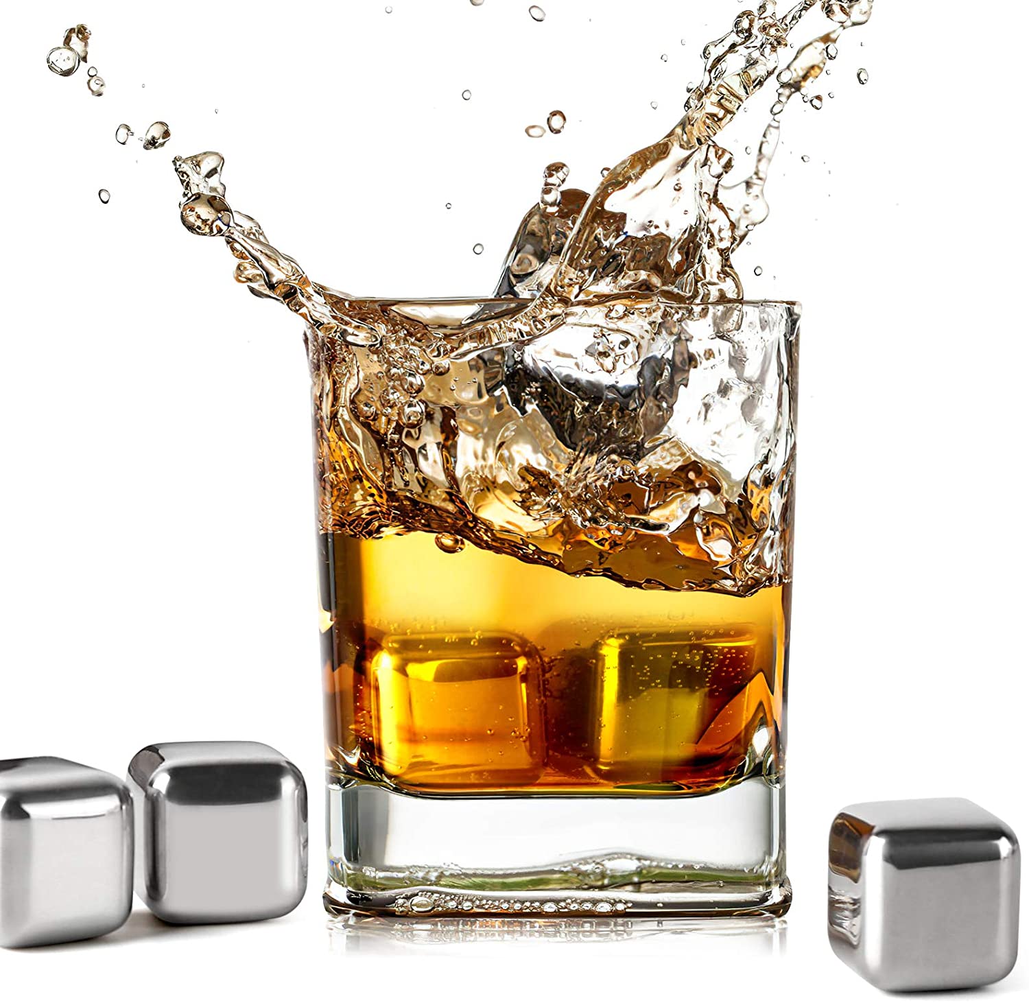Whiskey Stones Metalen Ijsblokjes Rvs Ice Cubes Herbruikbare Wijn Ijs Steen Drank Chilling Rocks Met Ice Tong Voor man