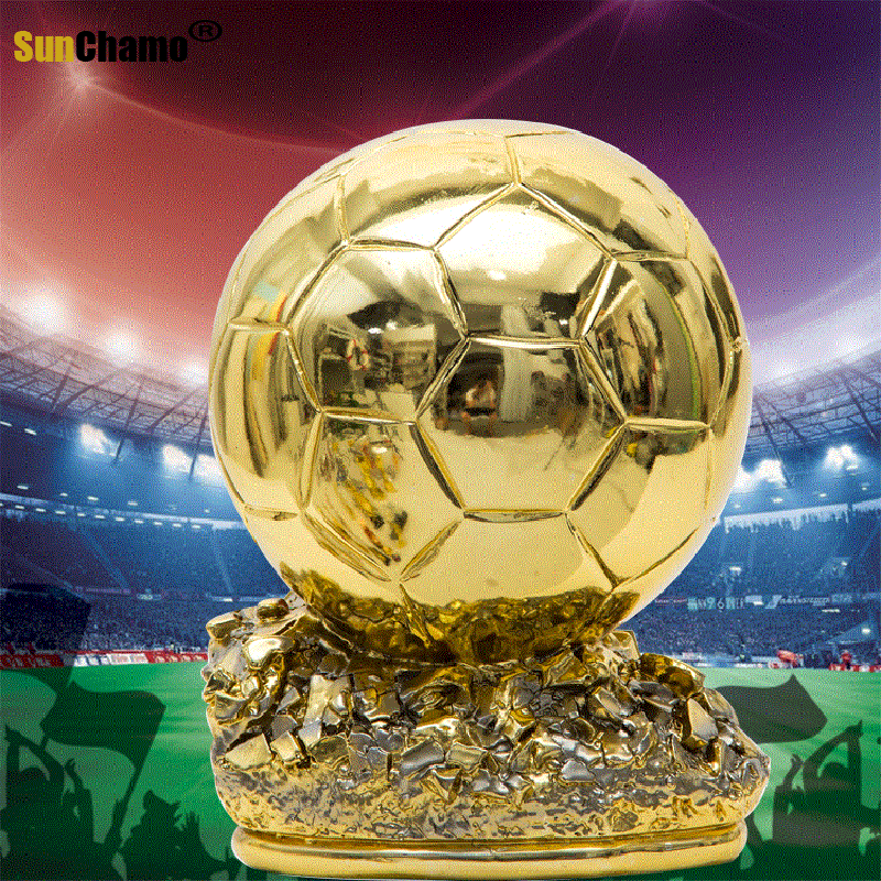 Electroplated Golden Ball Trophy Football Match Resin Player Custom Surrounding Bar Decoration Souvenir Home Decor